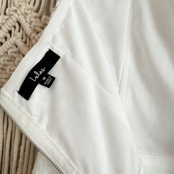 Lulus White Lace Strapless Jumpsuit – Size M | Bachelorette, Summer Bride - Picture 6 of 7